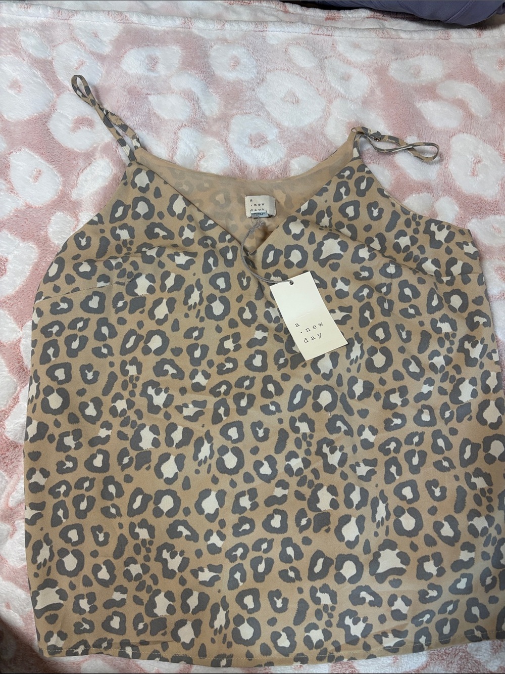 a new day Beige and Gray Leopard Print Cami